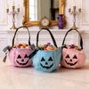 Halloween Bowknot Pumpkin Candy Bucket Waterproof Non-Toxic Trick Or Treat Storage Handbag for Toddlers Halloween Activities