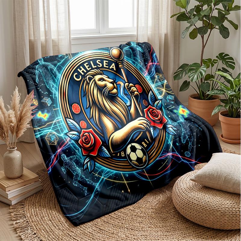 Chelsea FC Theme Blanket Soft Flannel Blanket Plush Throw Blanket Cozy Sofa Bed Blanket for Home Decor