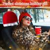 4 Pieces LED Santa Claus Hat Car Seat Headrest Covers Colorful Light Christmas Car Decoration Soft Car Seat Head Rest Cover Protector Interior