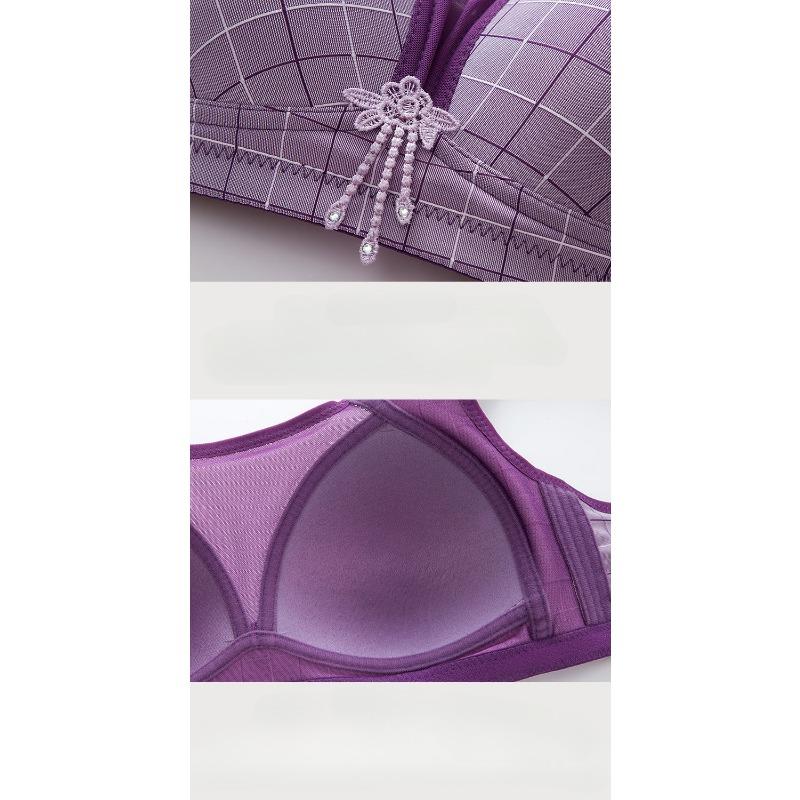 Bügelloser, karierter, dünner BC-BH mit 3/4-Körbchen, große Größe, verstellbare Spitze, transparente Raffung, Push-Up-BH, kabellos, sexy Dessous