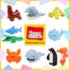 Large Marine Animal Building Blocks: Whale, Crab, Turtle, Crocodile, Seahorse, Penguin