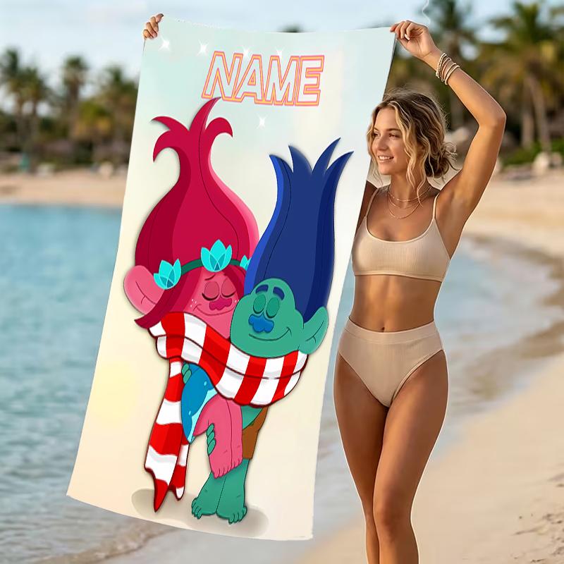Customizable Personalized Beach Towels Trolls Themed designs.Suitable for the Beach, Yoga, Sports;ideal As Beach Accessories