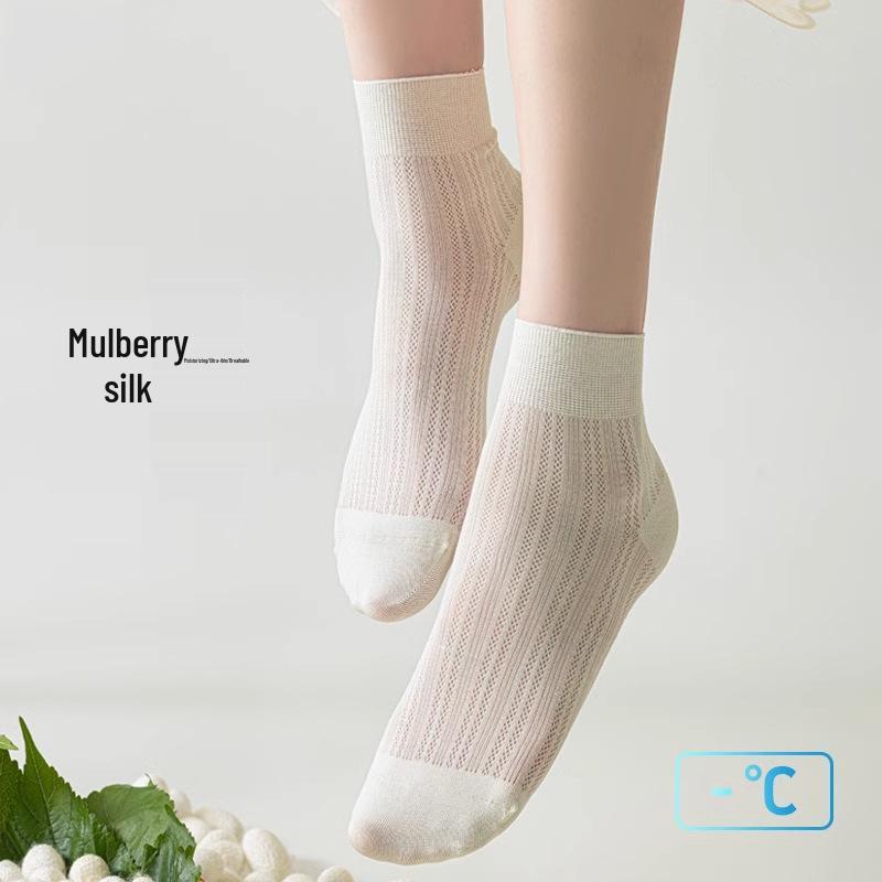 Women's Ultra-Thin Mesh Ballet Ankle Socks - Breathable, Boneless, Mid-Calf Japanese Ice Silk for Summer