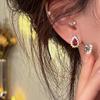 Rose Dewdrop~ Red Court Earrings New Niche Design Stud Earrings Women's Premium Light Luxury Earrings