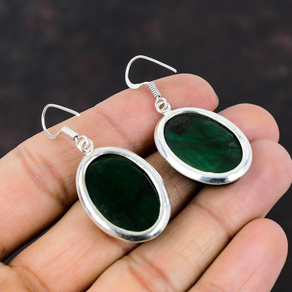 Green Fire Labradorite Earring Dainty Gemstone Jewelry 925 Sterling Silver Earring Handmade Unique Style Earring Gift For Mom Silver Jewelry