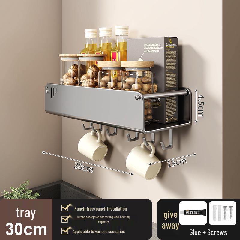 No-Drill Wall-Mounted Kitchen Storage Rack: Multifunctional Holder for Knives, Chopsticks, Pot Lids, and Seasoning Condiments
