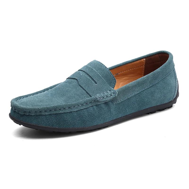 Fashion Premium Suede Leather Loafers Breathable Lining Cushioned Insole 2025 Spring Collection Anti-Slip Sole Men Shoes Big Size 38-47