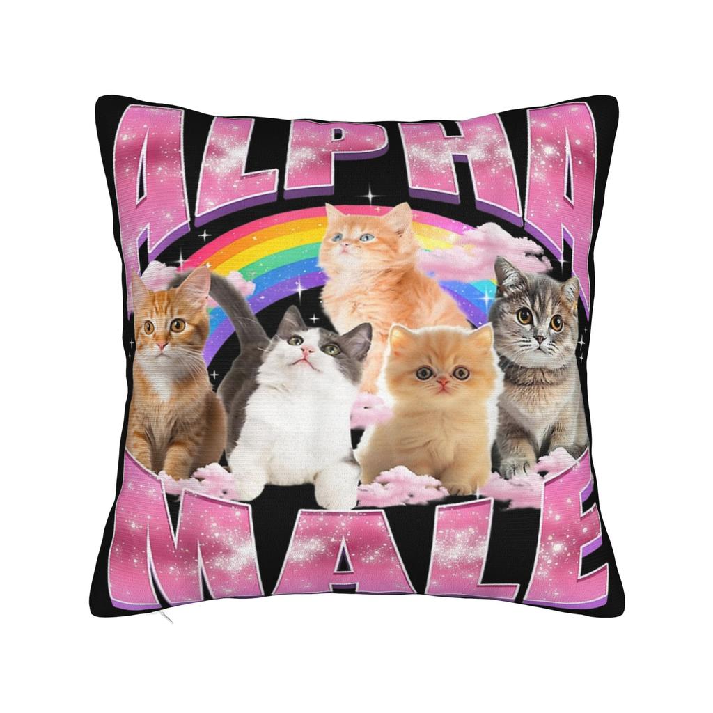 Decorative Pillowcase Alpha Male Cat Kitten Funny  Accessories Living Room  Pillow Case Cover Zippered Multi Size