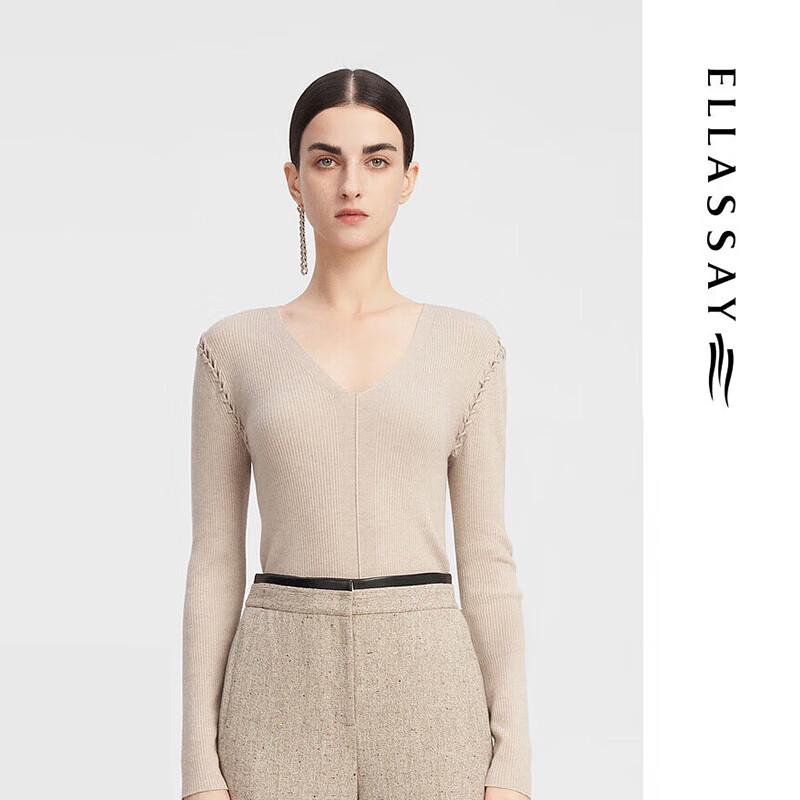 

ELLASSAY Женский осенний свитер из мериносовой шерсти с ажурной вязкой L