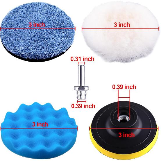 SIQUK 16 Pieces Buffing Pads 3 Inch Car Polishing Pad Kit Foam Polish Pads Wax Buffer Polisher Attachment For Drill