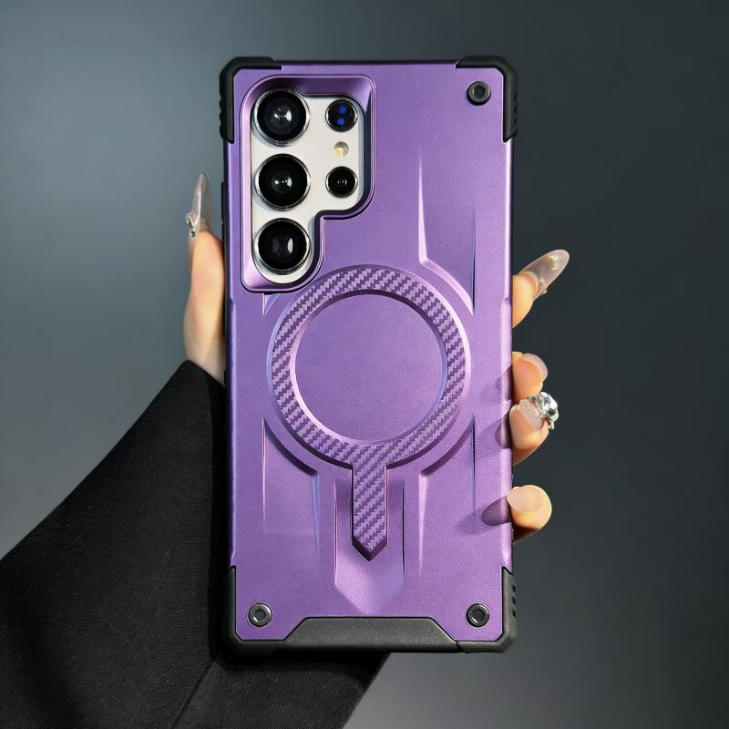 Luxury Carbon Fiber Pattern Magnetic Armor Case for Samsung S25 S24 S23 Ultra Plus Edge FE A35 A55 A36 A56 A16 A26 A17 A15 A14