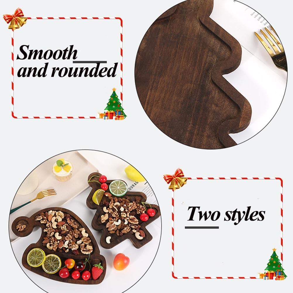 Christmas Tree Tray Wooden Decorative Serving Tray Desktop Food Dessert Plate