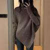 Women's Pure Wool Thickened Turtleneck Sweater, Irregular Loose Knit, Cozy Autumn/Winter Style