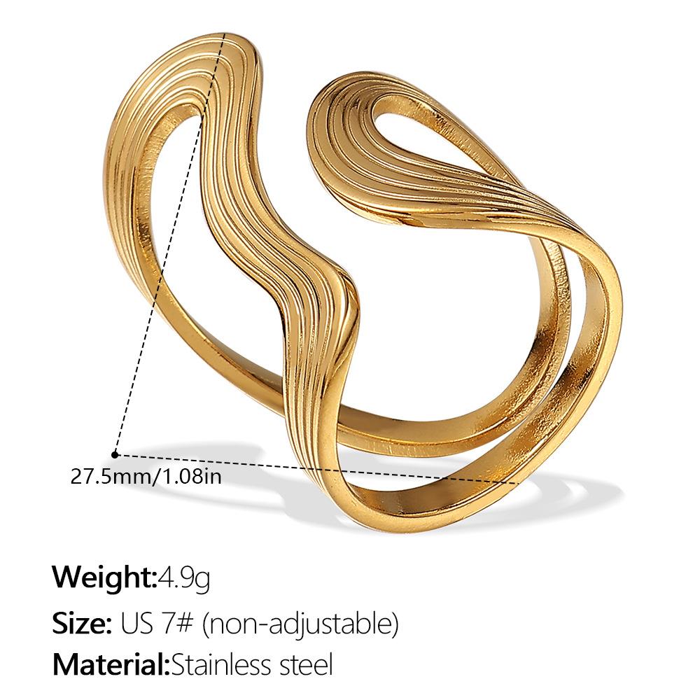 European and American stainless steel irregular ring advanced 18K gold plating design titanium steel ring ring ring