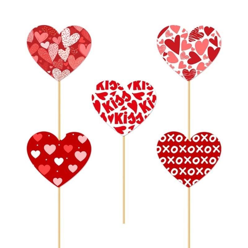 White Cardstock Vase Toppers Valentines Party Craft Set 15Pcs Assembled Home Decoration Accessories