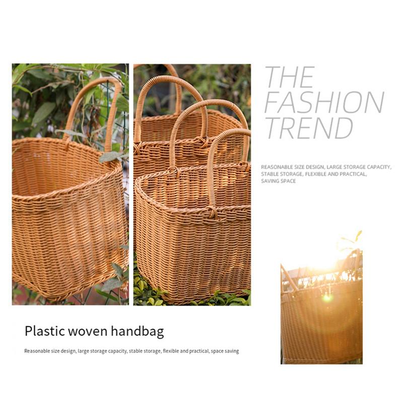 FTS Rattan Shopping Basket Simple Shopping Basket Environmentally Friendly Vegetable Basket Fruit Basket Outdoor Picnic