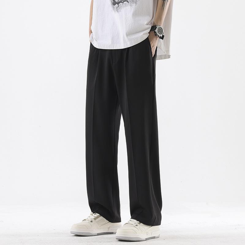 Mingge | Summer new ice silk quick-drying small pants men's loose drape straight light business casual pants
