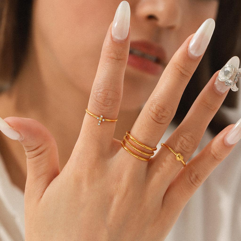 Stainless steel ring, premium light luxury band, multi-layer stacking titanium steel hand jewelry