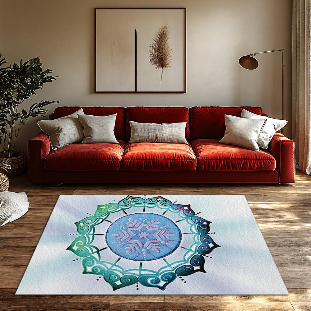 Bohemian Area Rug Mandala Pattern Rug Non Slip Floor Mat Home Decor Living Room Carpet Bedroom Rug Teal Blue Green Artistic Desi