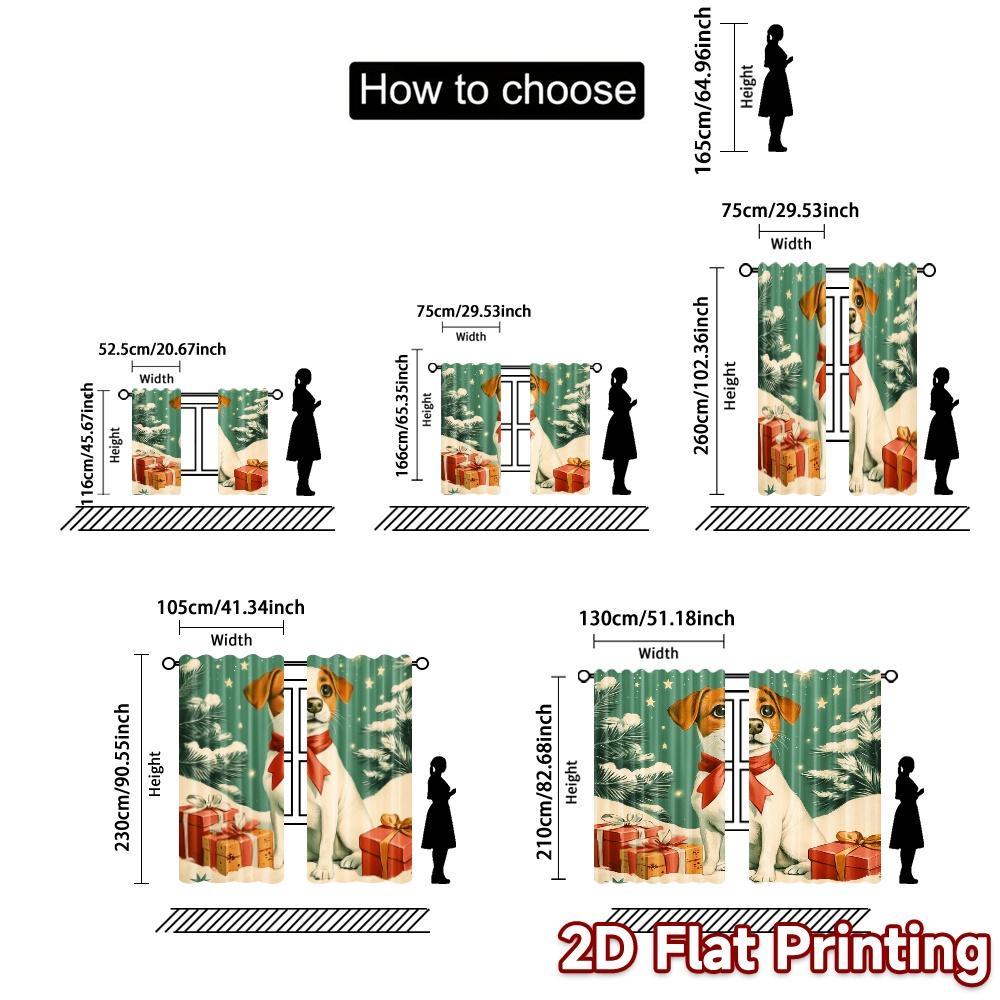 2pcs,Curtains Cute Dog Christmas Gifts (3) Chic Curtains Versatile Polyester Curtains All Seasons Decorative for Bedroom, Living