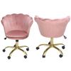 Velvet Chair Petal Shape Height Adjustable Rotating Work Chair with Wheels for Home Office Pink
