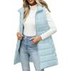 Women's Long Vest Plain Sleeveless Hood Winter Vest Outwear Jacket Lightweight Warm Coat Outerwear
