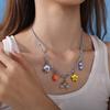 European and American sweet and cool style DIY dopamine ceramic pendant stainless steel plated 18K gold creative jewelry collection