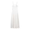 European Women's Fashion: Silk Satin Midi Slip Dress with Decorative Style