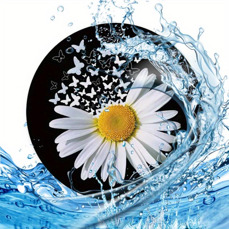 2 ks Podložka pod nápoj do auta, izolační podložka pod kelímek s vodou do auta, kulatá protiskluzová podložka s kreativním vzorem sedmikrásky s potiskem ve vysokém rozlišení