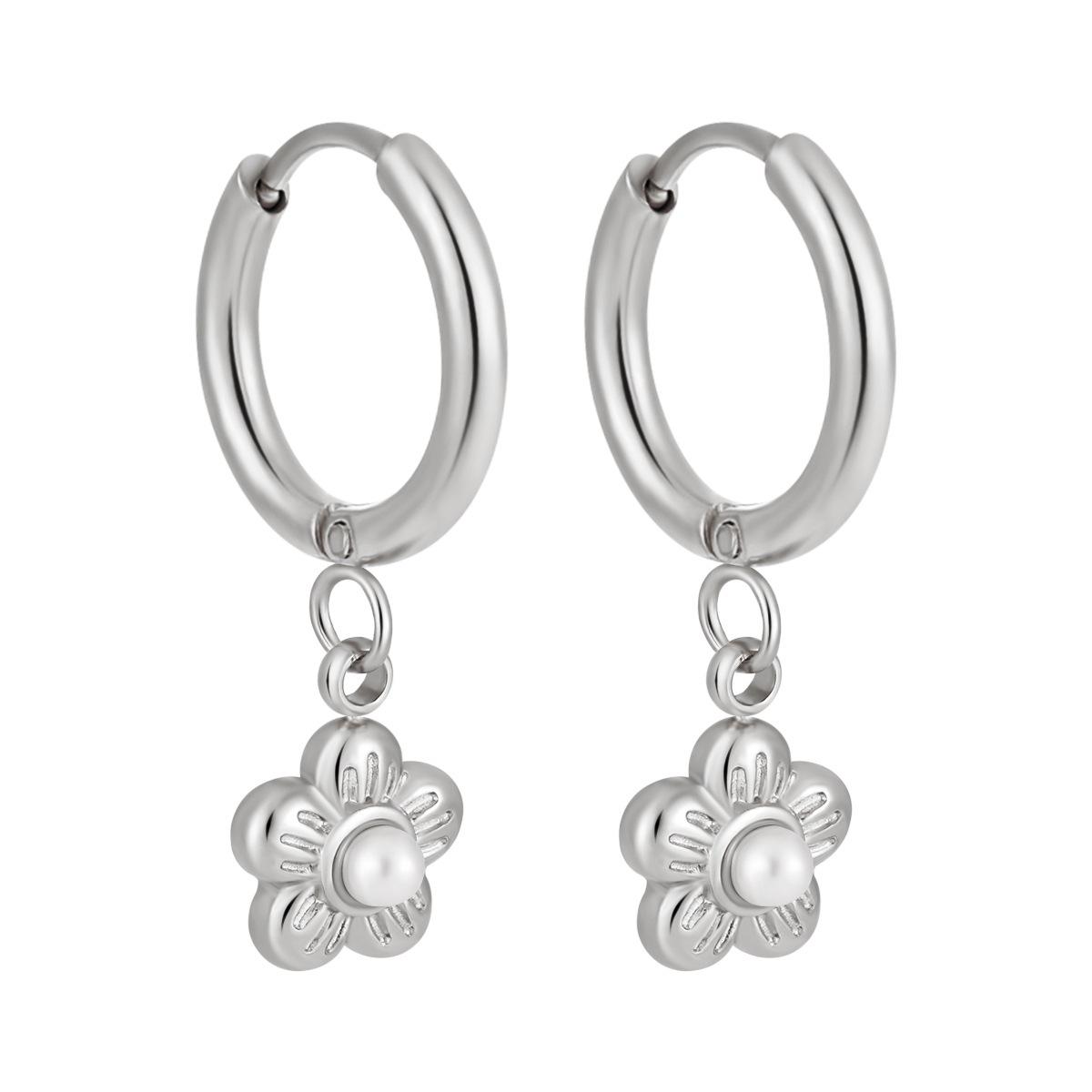 Изысканные серьги-цветы в корейском стиле из титановой стали с золотым покрытием для женщин