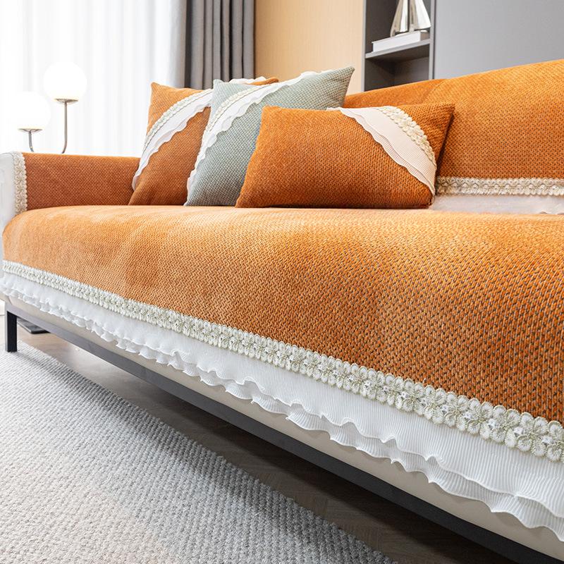 Autumn and Winter Chenille Sofa Cushion Four Seasons Universal Lace Full Cover Cloth Non-Slip Seat Cover Cover