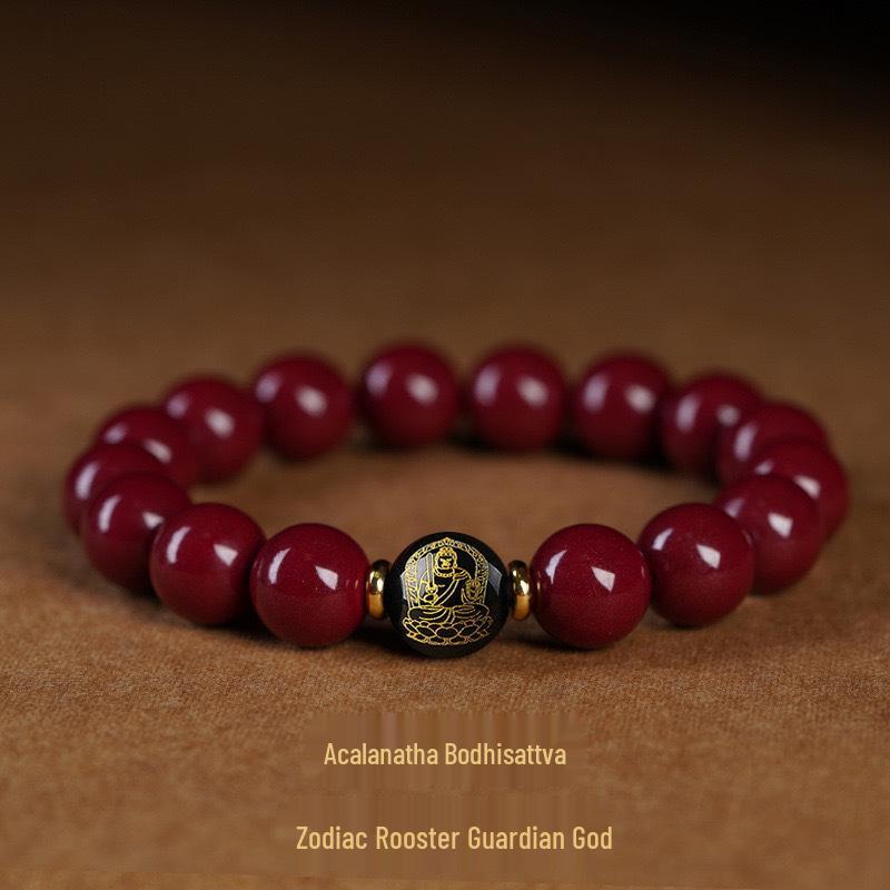 Cinnabar Buddha Beads Bracelet - Lucky Charm for Men & Women