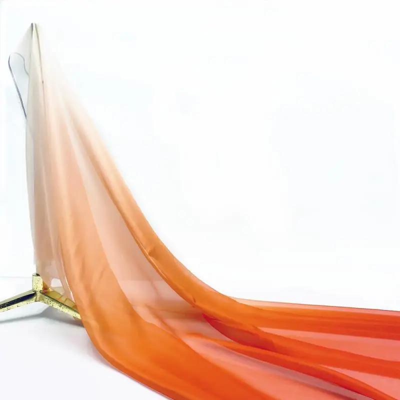 30D Szyfon Tencel Kolor Gradientowy Cienka Tkanina Ubrania Sceniczne Sukienki Koszule DIY Dekoracja Domu 100x150cm