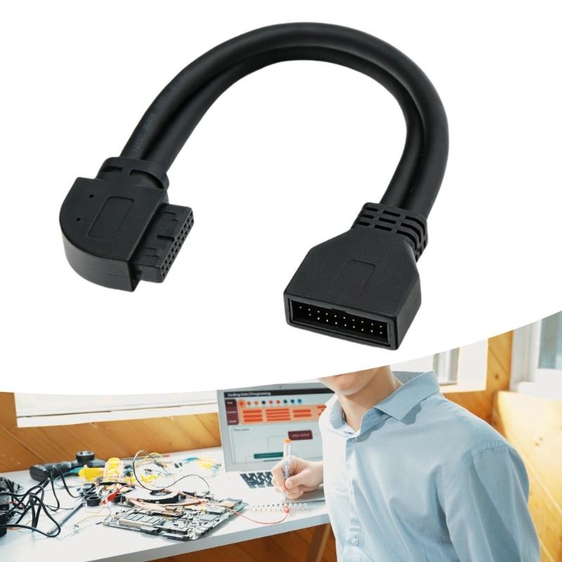 19Pin 20Pin USB3.0 Right Angled Adapter Cable Fast Speed Data Transfer Flexible PVC Shielding For Computer Motherboards
