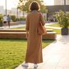 Women's Elegant Lapel Collar Long Sleeve Loose Fit Knit Maxi Dress