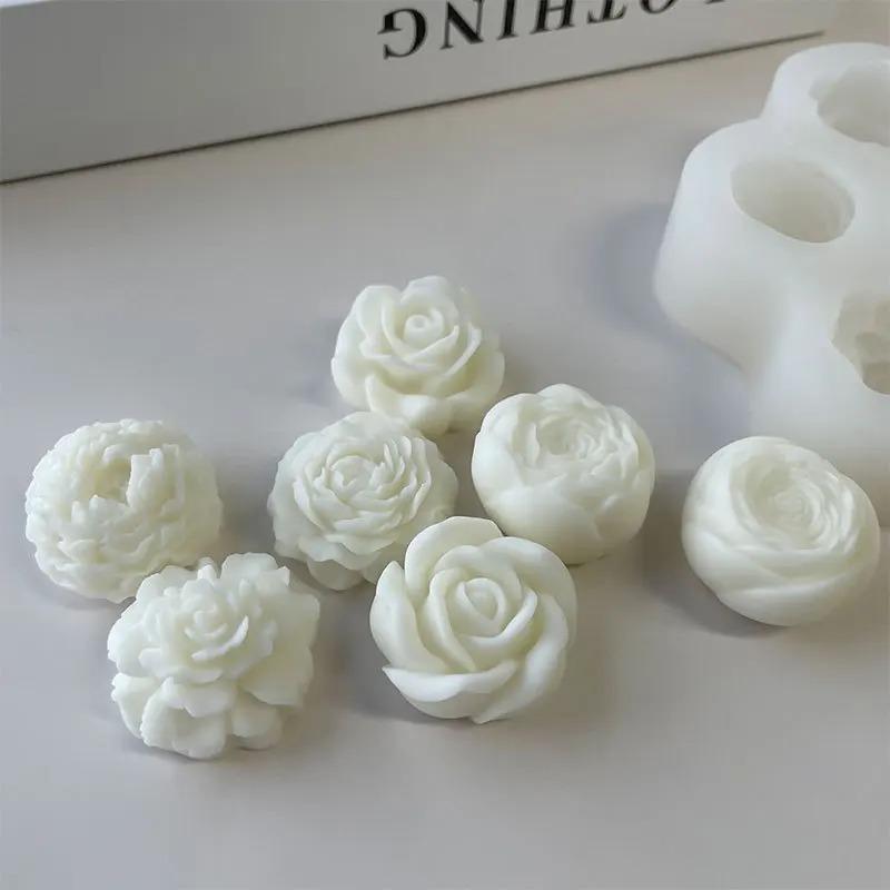 7Pcs Flower Silicone Molds 3D Rose Peony Handmade Candle Soap Gypsum Resin Handicraft Making Tools