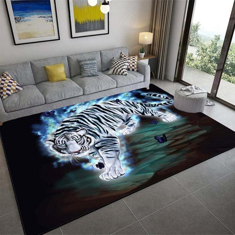 3D Animal Tiger Carpet Living Room Carpet Tea Table Sofa Floor Mat Living Room Hallway Rugs Bathroom Bath Non Slip Door Mats