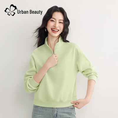 Women's Half-Zip Polo Collar Cropped Sweatshirt