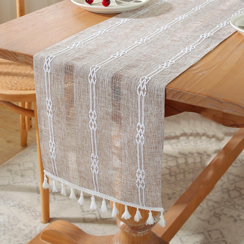 Woven Table Cover Nordic Style Tablecloth INS Cotton Linen Table Runner  Table Decor