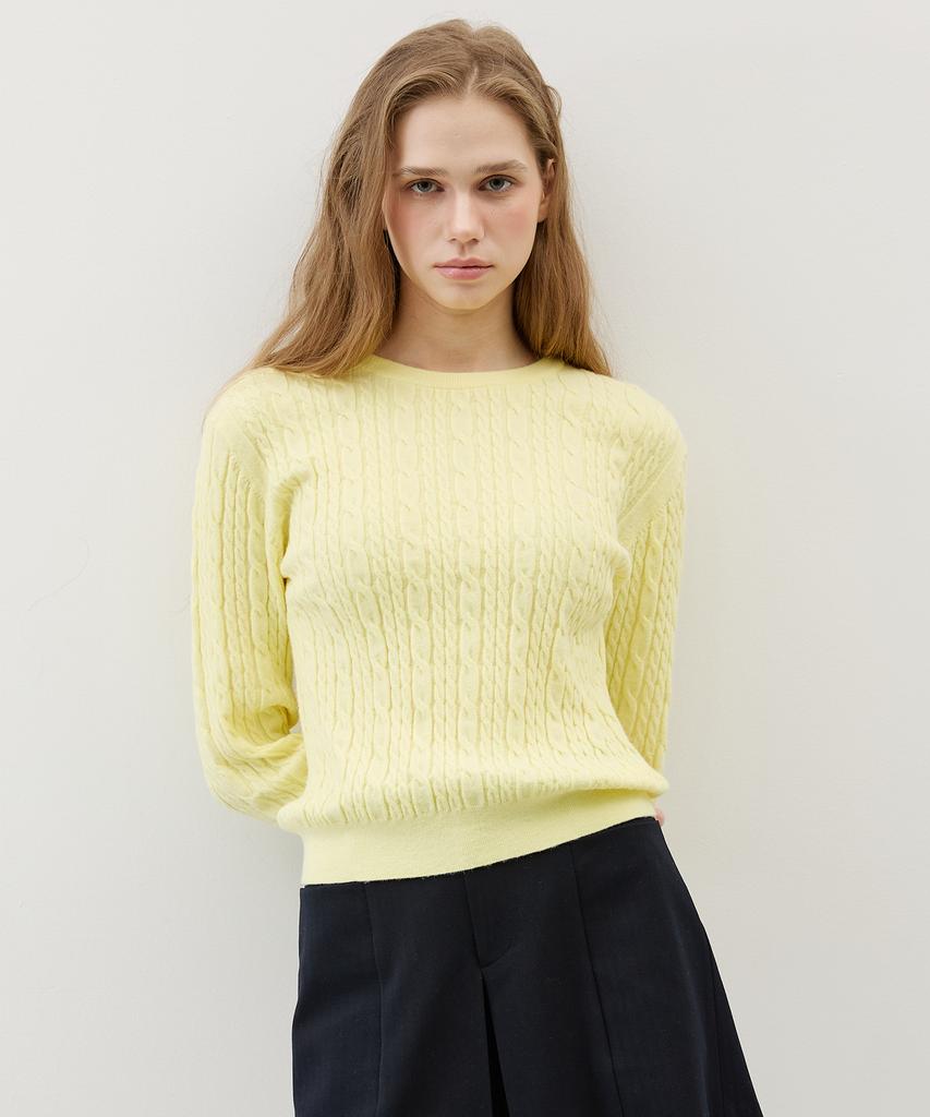 CITYBREEZE Cable Round Neck Knit_4 Colors