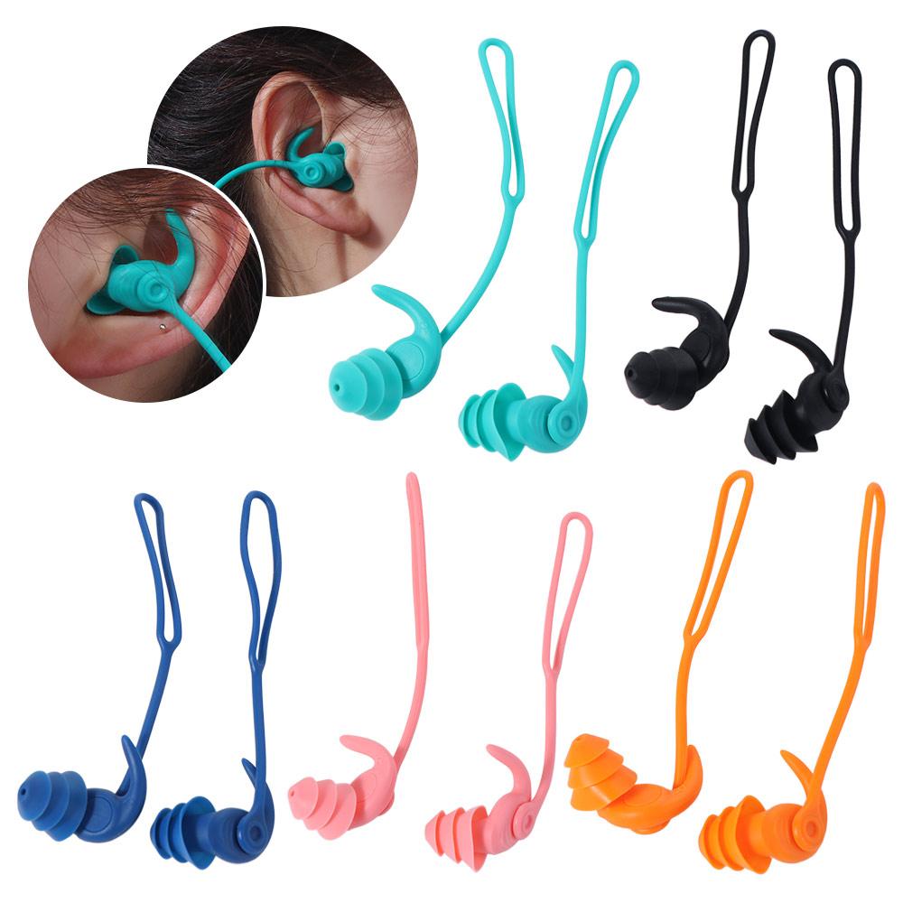 1 Pair Comfort Swimming Earplugs Silicone Waterproof Earplug Safe Corded Ear Plug  Pool Accessories