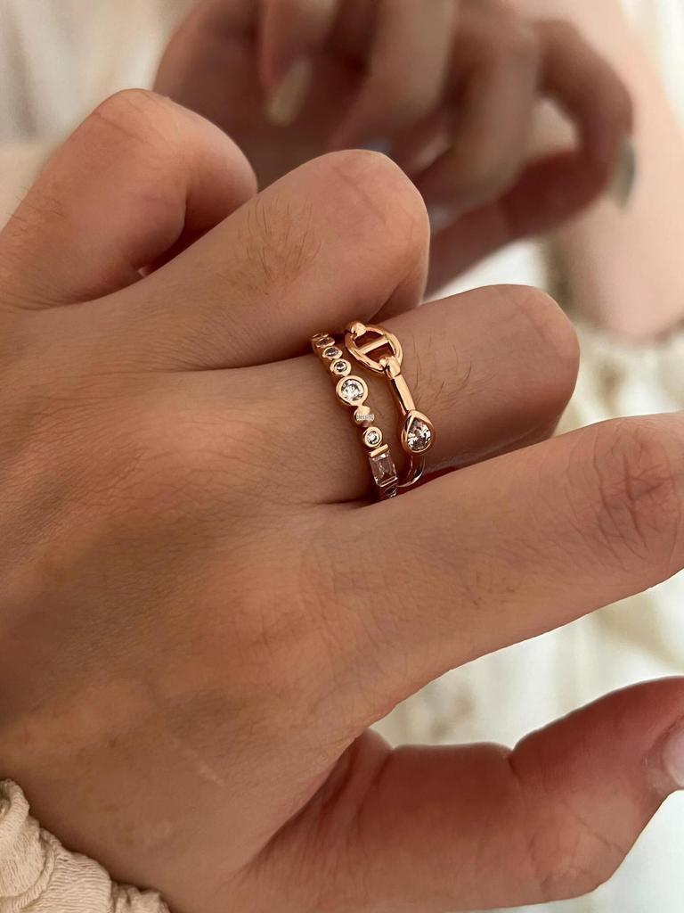 Hochwertiger, vergoldeter Diamant-Pagodenring im H-Stil – Vielseitiges Modeaccessoire im europäischen und amerikanischen Stil