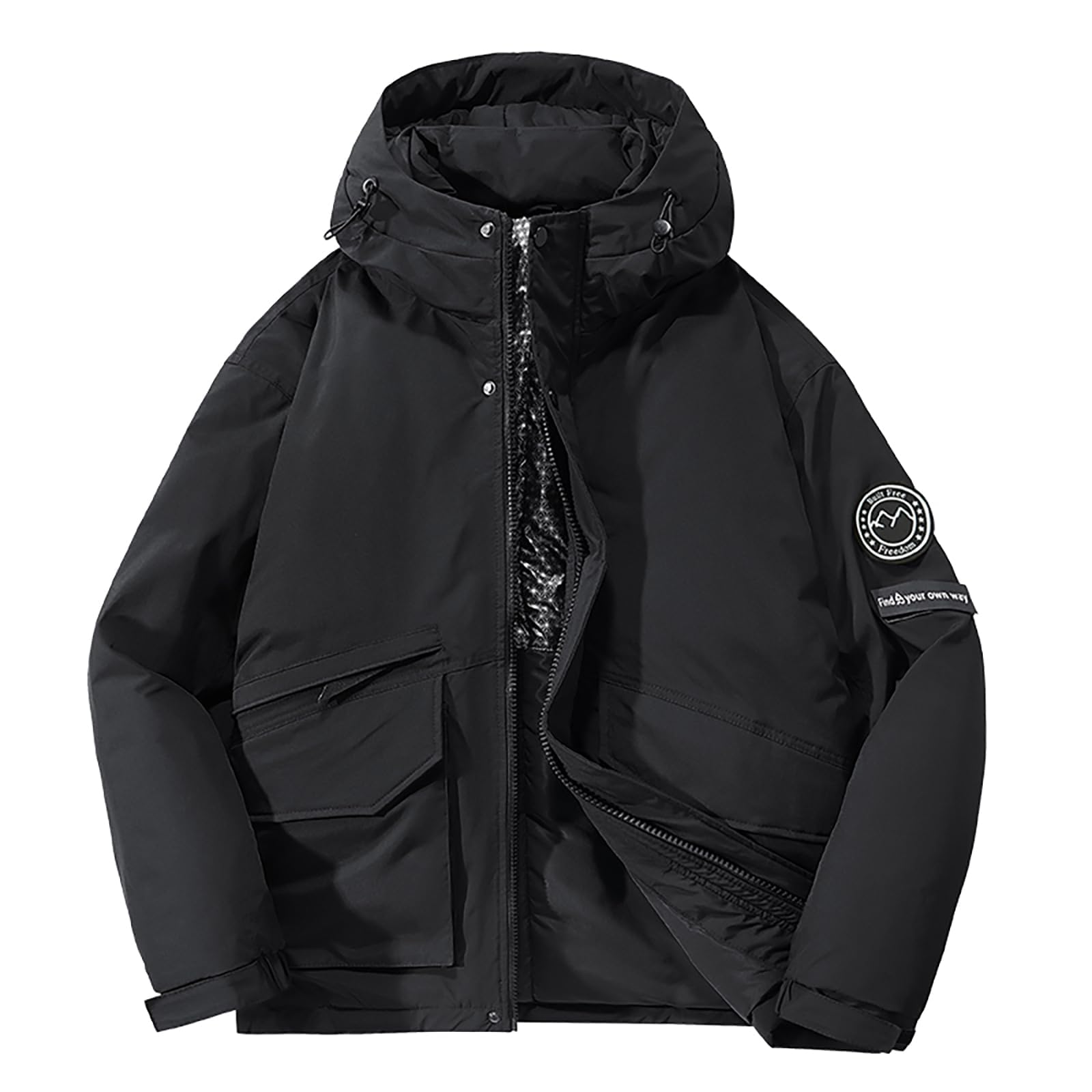 

Manatsulife Thick Mountain Jacket with Warm and Perfect for Outdoor and Mountain Winter Casual WT9158 Men s Hood, Windproof, Activities, Work, чёрный