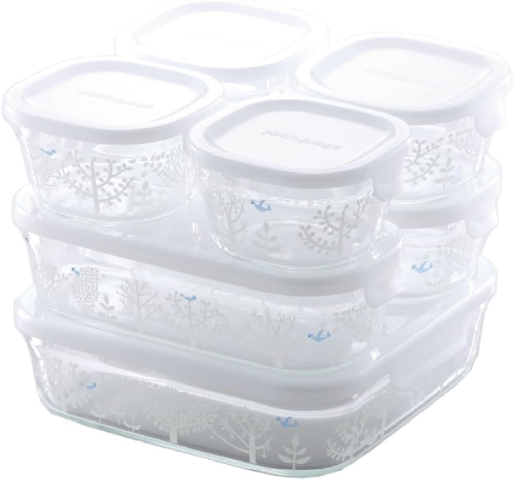 

iwaki Синдзи Като Пети Буа Стеклянный Набор для Хранения из Упаковки (Иваки) Термостойкие контейнеры, 7, и плита, PS-PRNSNC71