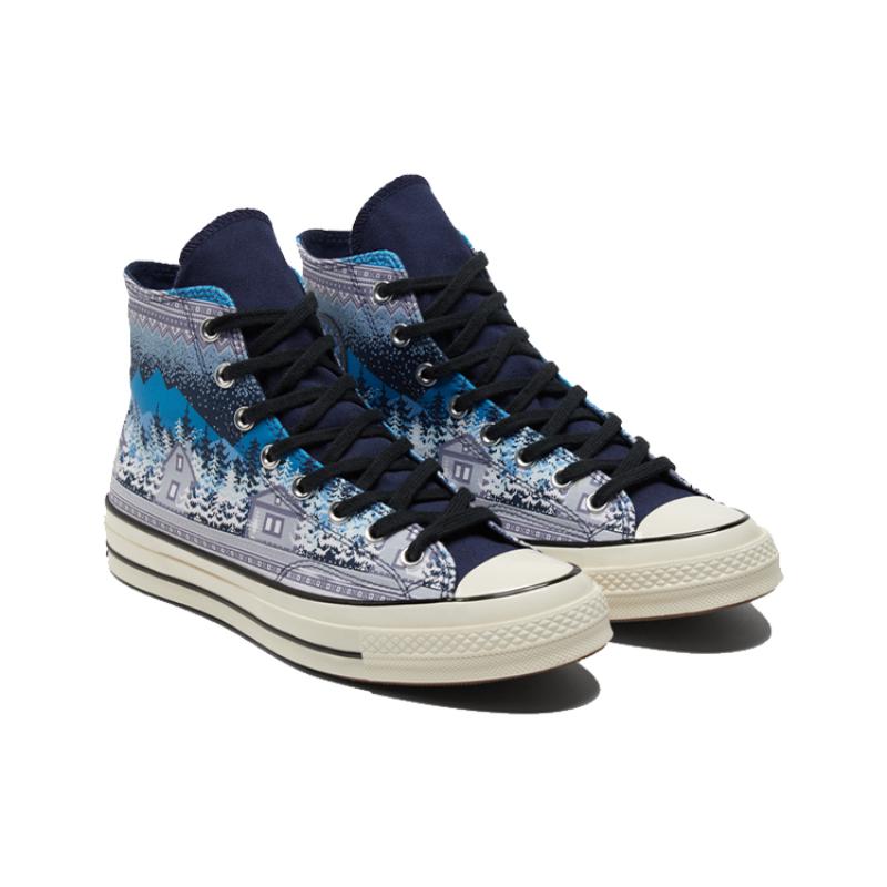 Converse 1970s Chuck Taylor All Star Christmas Print High Top Canvas Unisex Blue Grey