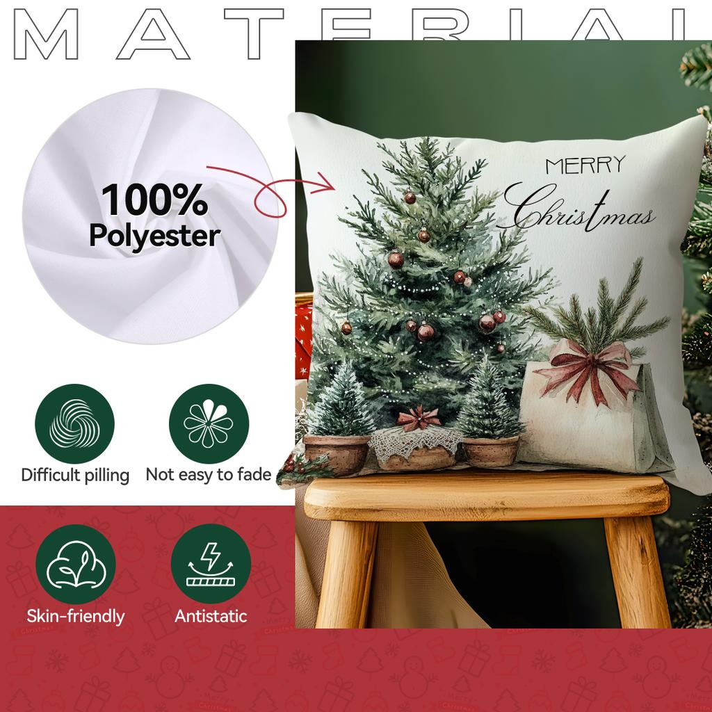 Federa per Cuscino di Natale Semplice Poliestere Stampato 45x45cm Copricuscino Decorativo per Divano Federa per Cuscino Arredamento per la Casa