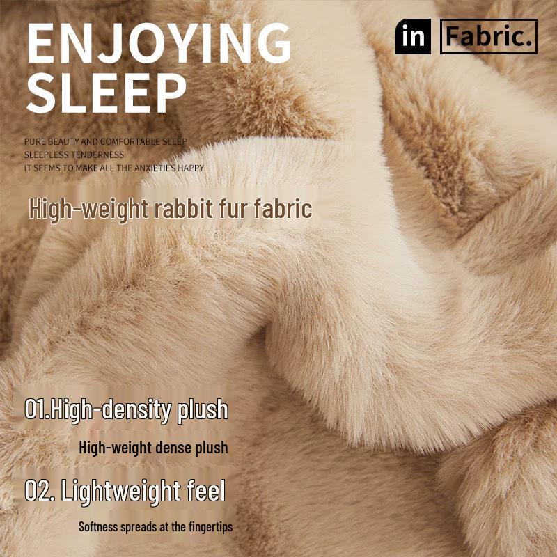 2025 Thick Double-Layer Faux Rabbit Fur Blanket for Winter
