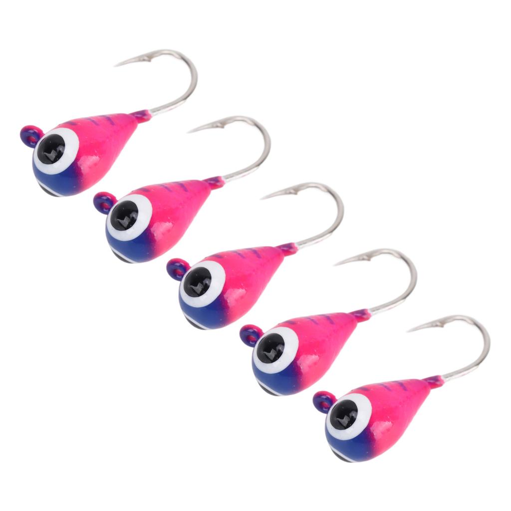 5Pcs Outdoor Ice Fishing Jigs Kit Ice Fishing Lures High Carbon Steel Micro Bass Hooks 4MM 077