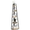 Corner Bookcase, 5-Tier Floor Standing Bookshelf, Shelving Unit for Living Room, Study, Bedroom, Natural Wood Finish