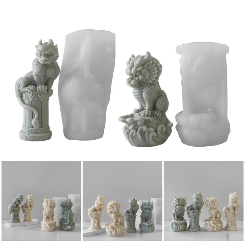 Statue Moulds Silicone Crafting Molds Animal Lion Shape Candle Molds Ornament Moulds Silicone Texture for Hand-Making